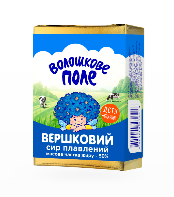 Сир плавлений ВОЛОШКОВЕ ПОЛЕ вершковий, 70г, 50%